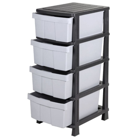 Συρταριέρα πλαστική με 4 συρτάρια Ζήβα γκρι-ανθρακί 40x50x99.5εκ Homeplast A00064