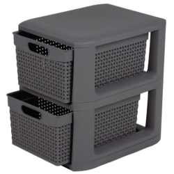 Συρταριέρα πλαστική με 2 συρτάρια Norma ανθρακί 26x33x35εκ Homeplast A00885
