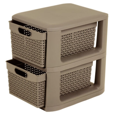 Συρταριέρα πλαστική με 2 συρτάρια Norma μπεζ 26x33x35εκ Homeplast A00885
