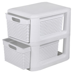 Συρταριέρα πλαστική με 2 συρτάρια Norma λευκή 26x33x35εκ Homeplast A00885