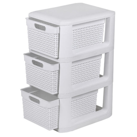 Συρταριέρα πλαστική με 3 συρτάρια Gabri λευκή 26x33x51εκ Homeplast A00886