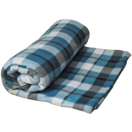 Κουβέρτα fleece διπλή Καρώ πετρόλ-γκρι 190x220εκ Sidirela E-3328