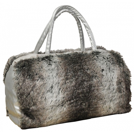Τσάντα ταξιδίου γούνινη γκρι 50x28x30εκ Inart 3-70-554-0005