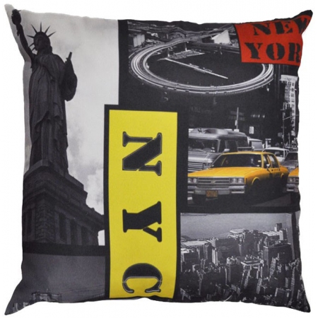 Μαξιλάρι υφασμάτινο New York γκρι-κίτρινο 45x45εκ Inart 3-40-983-0004
