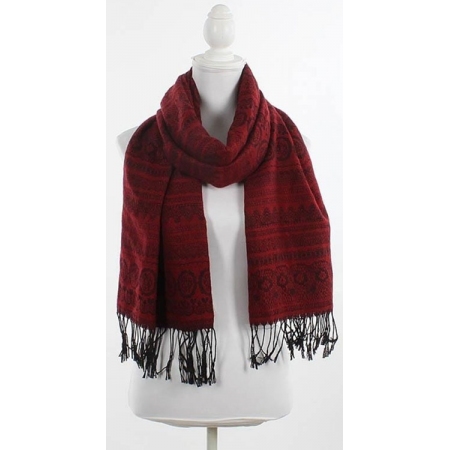 Φουλάρι-κασκόλ υφασμάτινο κόκκινο/μαύρο 62x190εκ Ble 5-43-151-0065