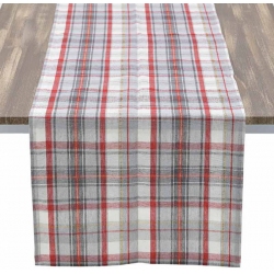 Τραβέρσα υφασμάτινη Καρώ γκρι/κόκκινο 180x40εκ Click 6-40-121-0055