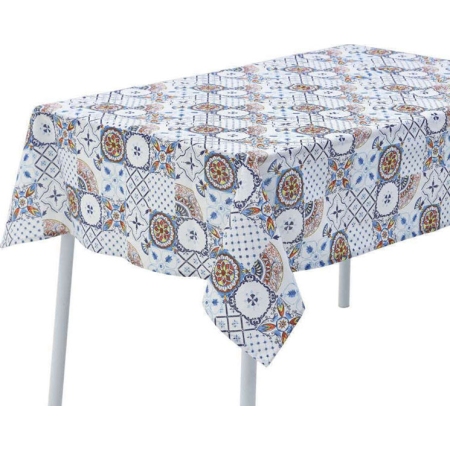 Τραπεζομάντηλο υφασμάτινο λευκό-μπλε 180x110εκ Click 6-40-121-0065
